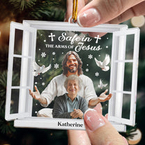 Safe In His Arms Of Jesus - Personalized Acrylic Photo Ornament