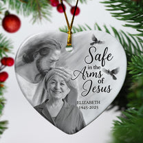 Safe In The Arm Of Jesus - Personalized Ceramic Photo Ornament