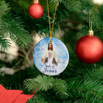 Safe In The Arms Of Jesus Memorial Christmas Ornament - Personalized Ceramic Photo Ornament