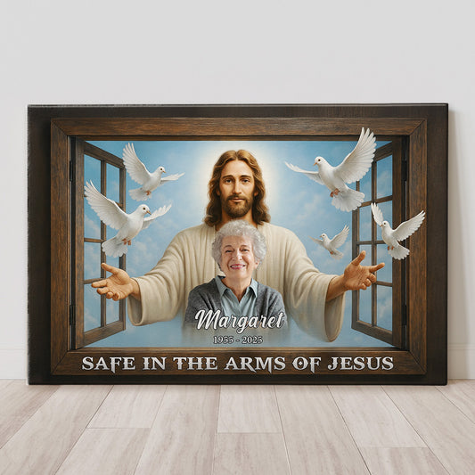 Safe In The Arms Of Jesus - Personalized Photo Wrapped Canvas