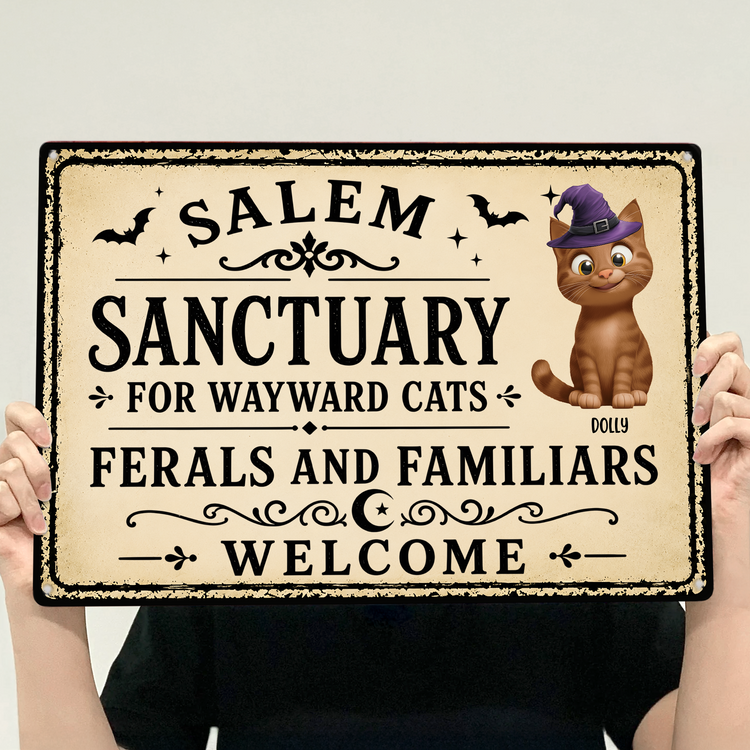Salem-Sanctuary-For-Wayward-Cats-Ferals-And-Familiars-Welcome-Personalized-Metal-Sign-3