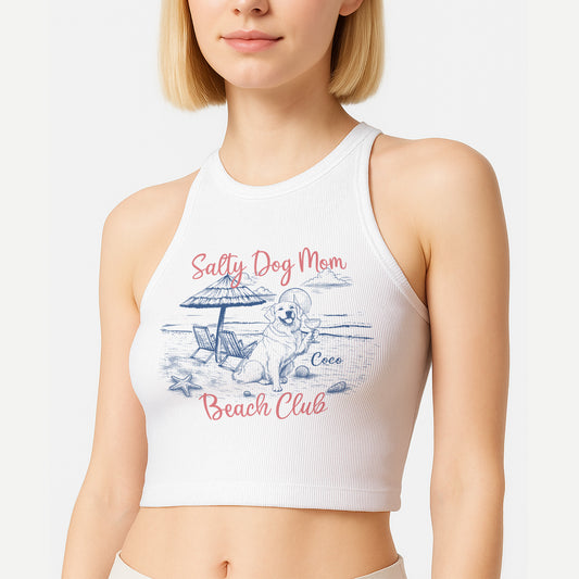 Salty Dog Mom Beach Club - Custom Crop Tank Top