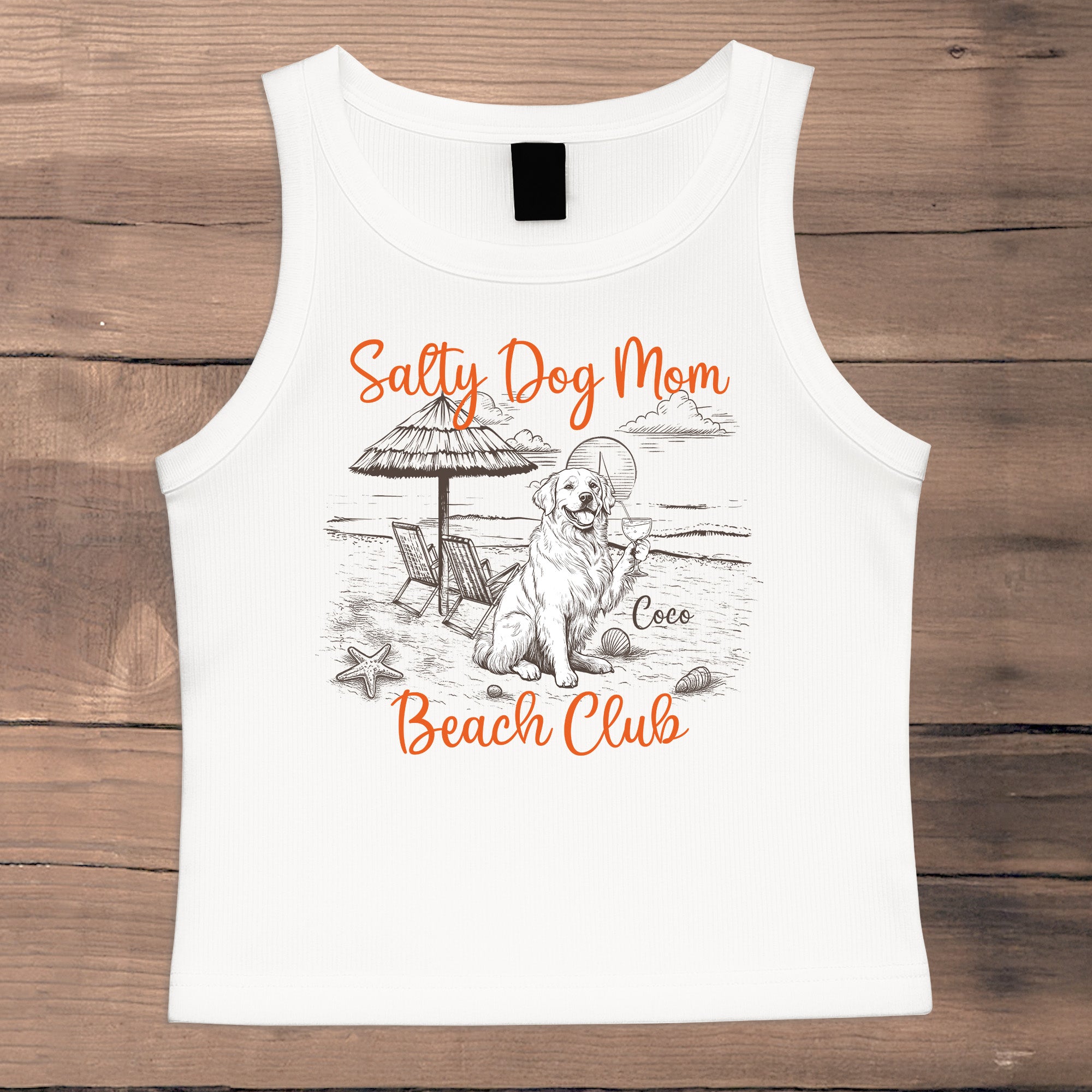 Salty Dog Mom Beach Club - Custom Crop Tank Top