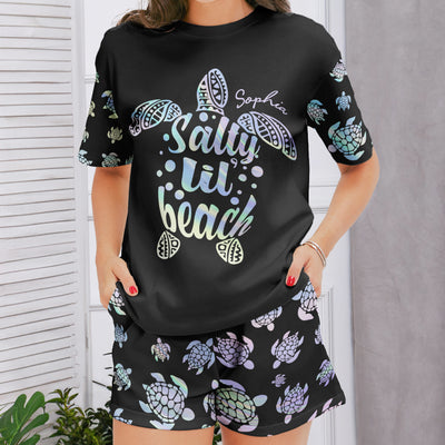 Salty Lil' Beach Aurora Turles - Personalized Pajama Shorts Set