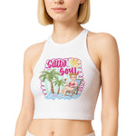Salty Soul Summer Vibes Beach Girl - Custom Crop Tank Top