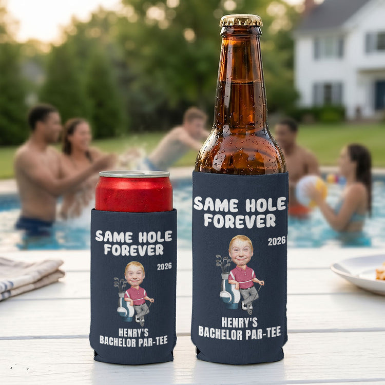 Same-Hole-Forever-Golf-Bachelor-Party-Favors-Custom-His-Funny-Face-Personalized-Can-Cooler-12