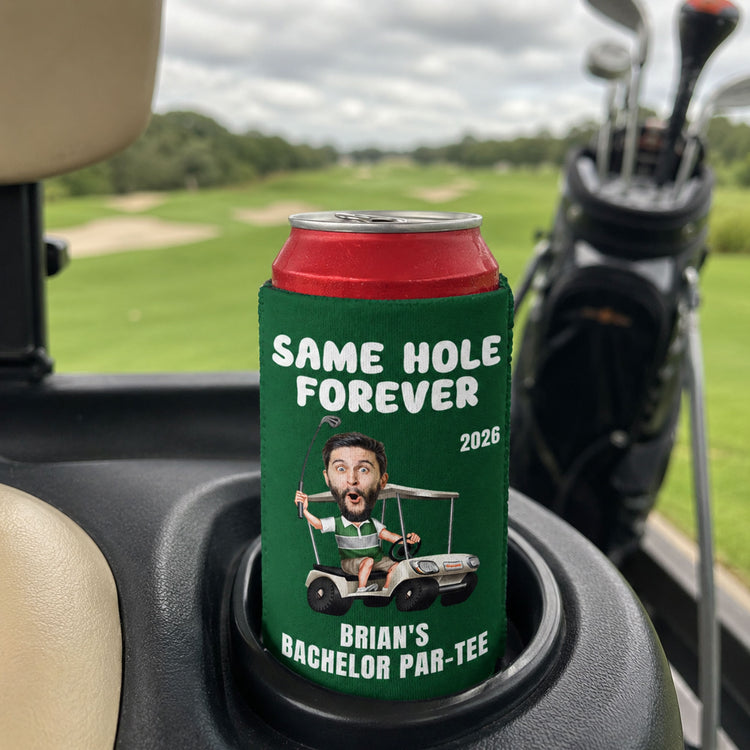 Same-Hole-Forever-Golf-Bachelor-Party-Favors-Custom-His-Funny-Face-Personalized-Can-Cooler-3