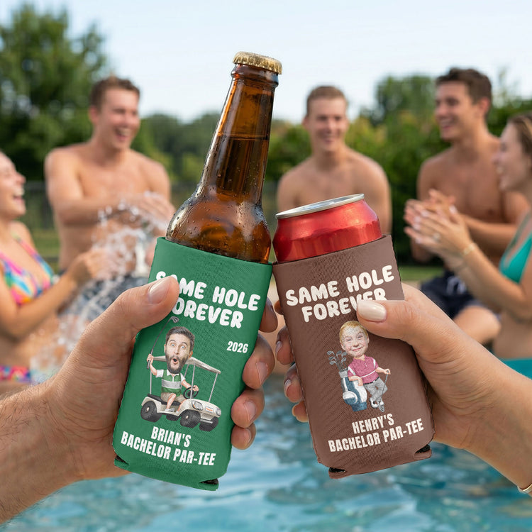 Same-Hole-Forever-Golf-Bachelor-Party-Favors-Custom-His-Funny-Face-Personalized-Can-Cooler-9