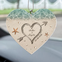 Sand Heart Custom Name - Personalized Rear View Mirror Accessory