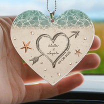 Sand Heart Custom Name - Personalized Rear View Mirror Accessory