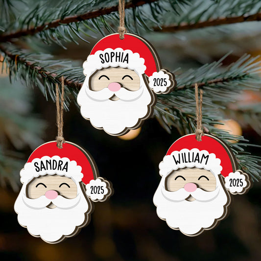 Santa Christmas Family - Personalized Wooden Ornament