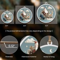 Santa Claus And Reindeers - Wooden Ornament