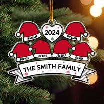 Santa Hat Family - Personalized Acrylic Ornament