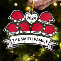 Santa Hat Family - Personalized Acrylic Ornament