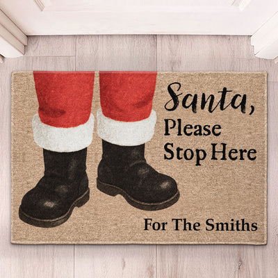 Santa Please Stop Here For - Personalized Doormat