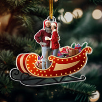 Santa Sleigh Custom Photo Family, Friends, Couples - Personalized Acrylic Photo Ornament