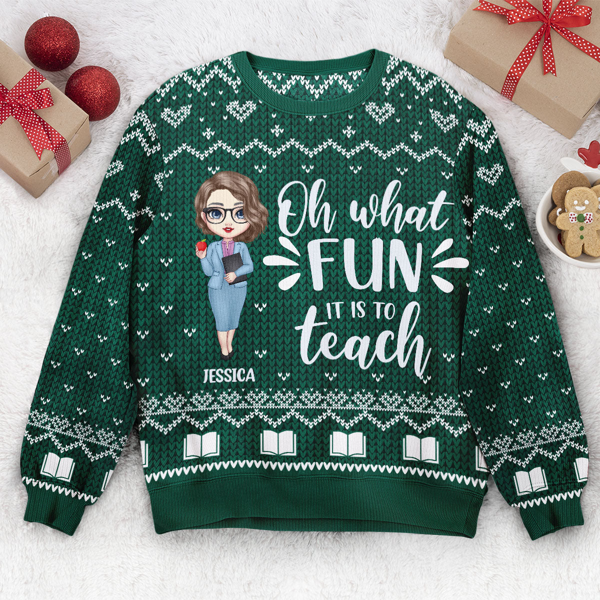 Santa's Favorite Teacher - Personalized Ugly Sweater