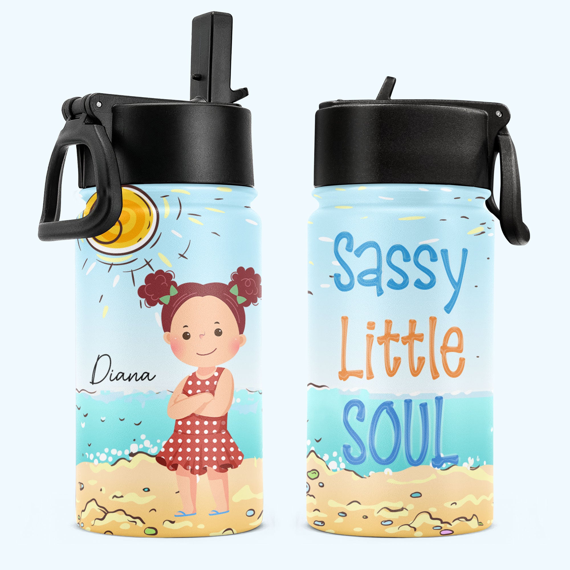 Sassy Little Soul - Personalized Kids Water Bottle With Straw Lid