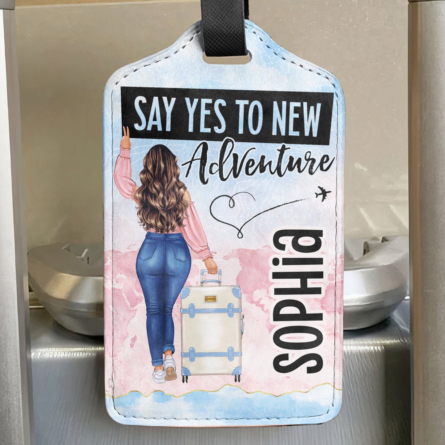 Say Yes To New Adventure - Personalized Luggage Tag