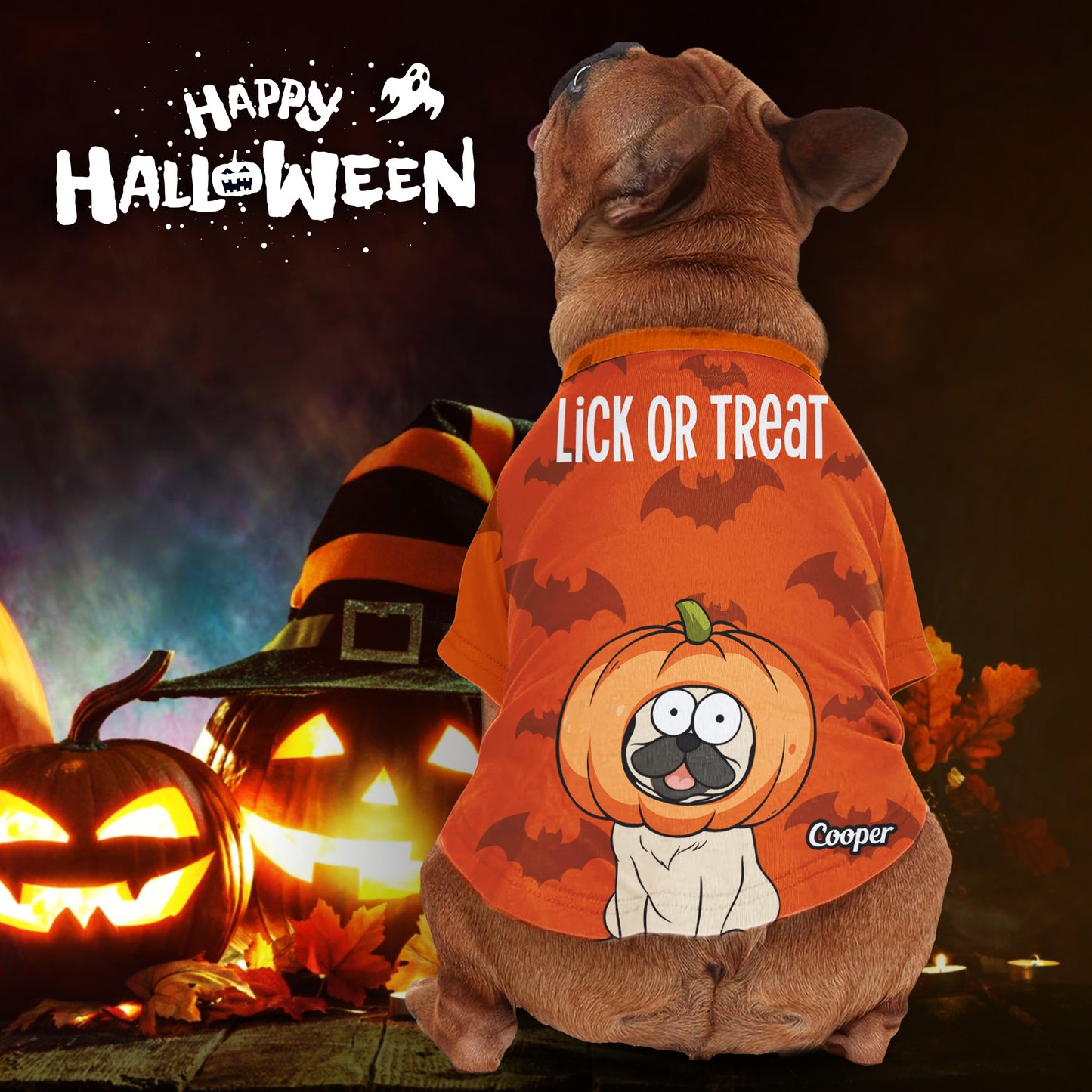 Scary Bat Dog Bat Cat Spooky Halloween Costume - Personalized Pet Shirt