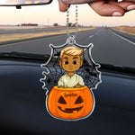 Scary Monster Kid In The Pumpkin Halloween Gift - Personalized Rear View Mirror Accessory, Halloween Ornament