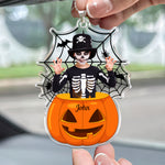 Scary Monster Kid In The Pumpkin Halloween Gift - Personalized Rear View Mirror Accessory, Halloween Ornament