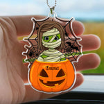 Scary Monster Kid In The Pumpkin Halloween Gift - Personalized Rear View Mirror Accessory, Halloween Ornament