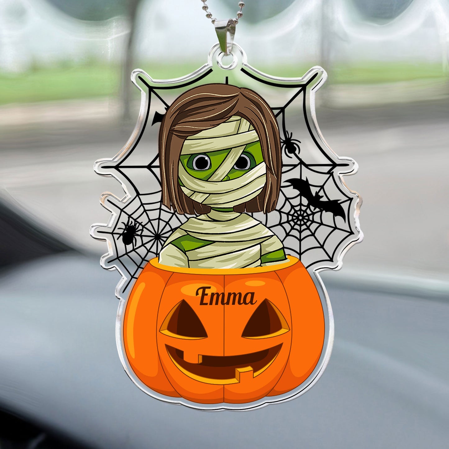 Scary Monster Kid In The Pumpkin Halloween Gift - Personalized Car Ornament