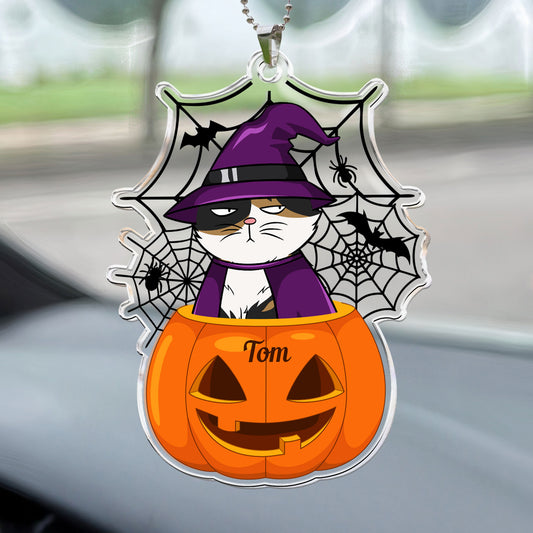 Scary Monster Pet In The Pumpkin Halloween Gift - Personalized Car Photo Ornament