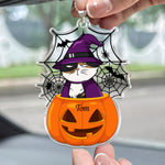 Scary Monster Pet In The Pumpkin Halloween Gift - Personalized Photo Rear View Mirror Accessory