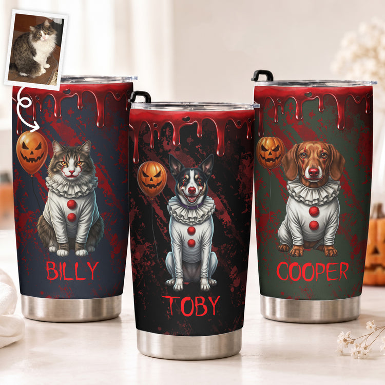 Scary-Halloween-Clown-Gift-For-Pet-Lover-Personalized-Tumbler-0