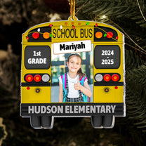 School Bus Kid - Personalized Acrylic Photo Ornament