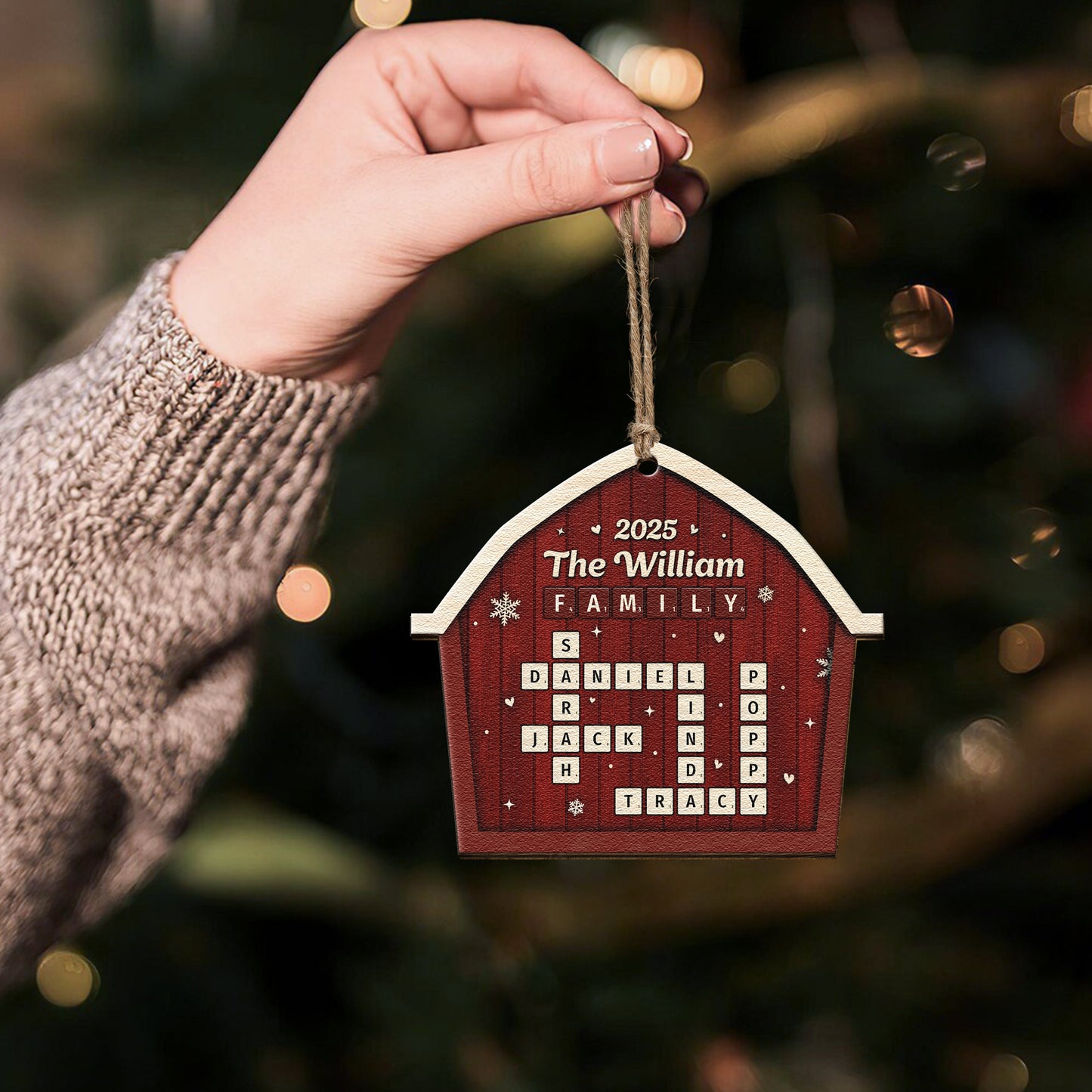 Scrabble Family Love - Personalized Wooden Ornament