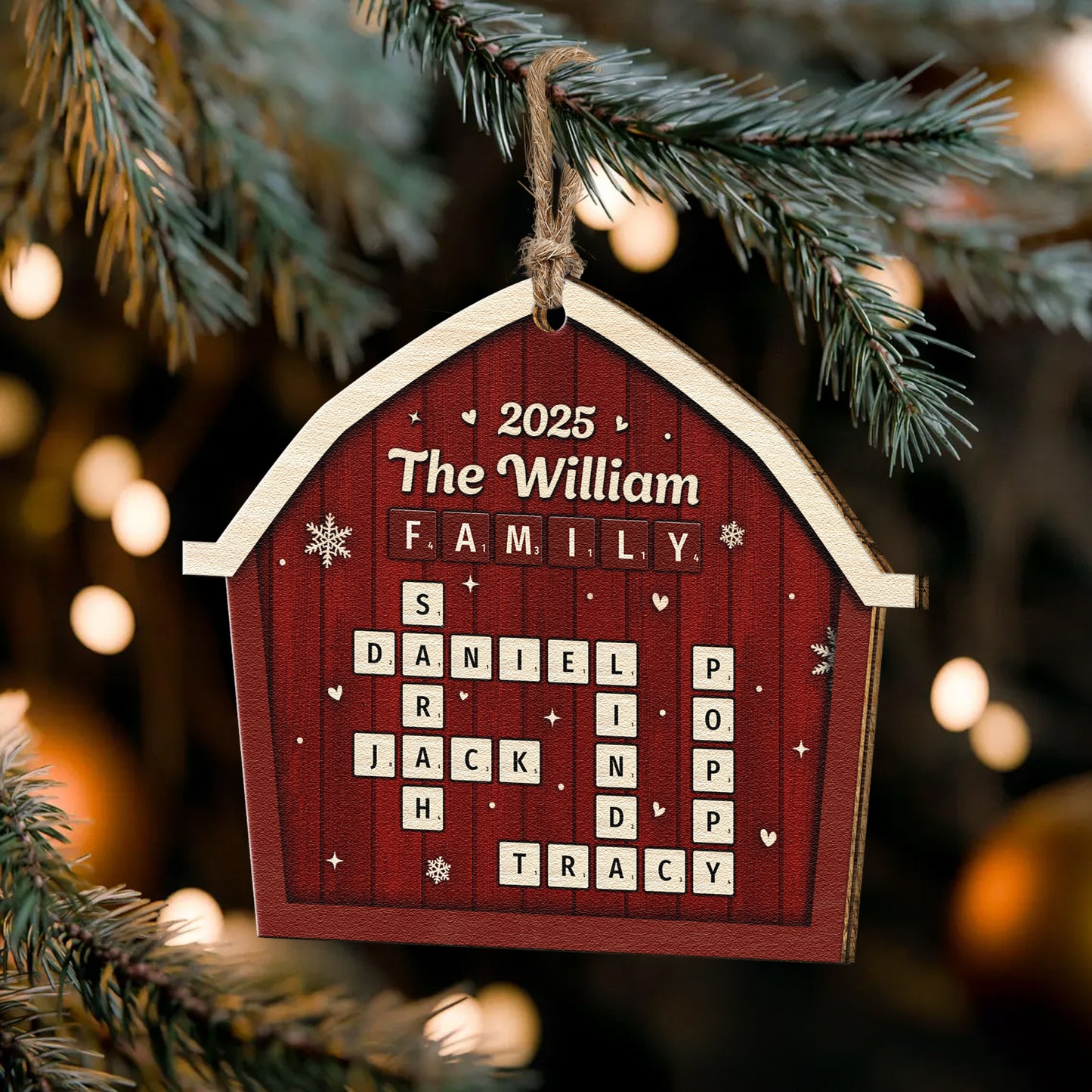Scrabble Family Love - Personalized Wooden Ornament