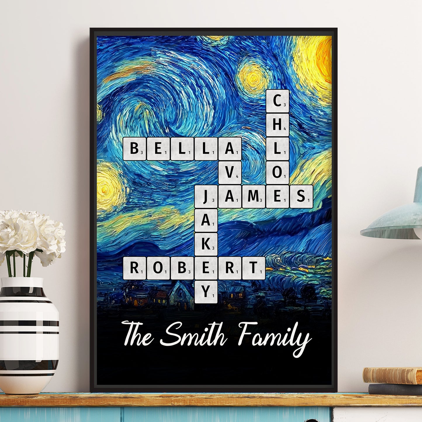 Scrabble Name Van Gogh Style - Personalized Poster