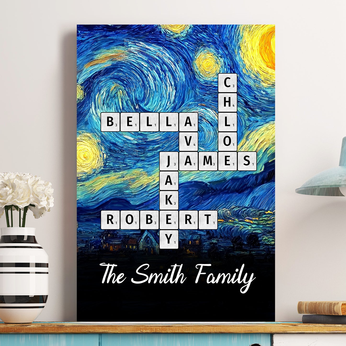 Scrabble Name Van Gogh Style - Personalized Poster