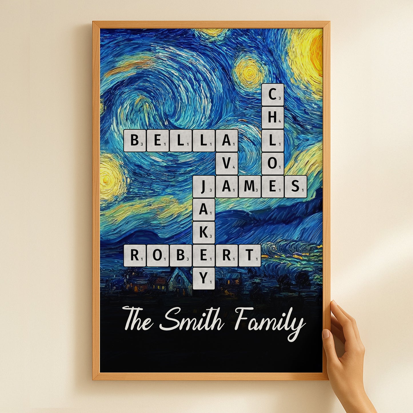 Scrabble Name Van Gogh Style - Personalized Poster