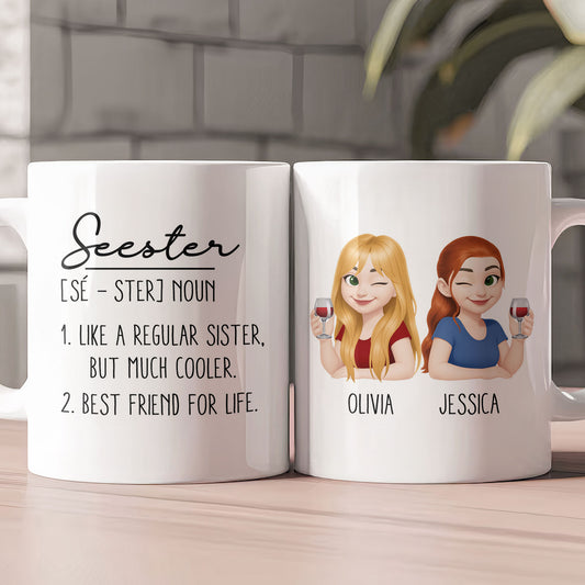 Seester Gift For Sister Definition Cute Cartoon - Personalized Mug