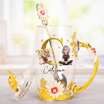Self Gift Birthday Gift Mother's Day Gift For Her - Personalized Enamel Flower Tea Cup