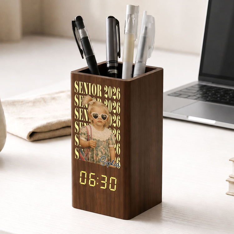 Senior-Custom-Vintage-Photo-Personalized-Pen-Holder-With-Clock-1