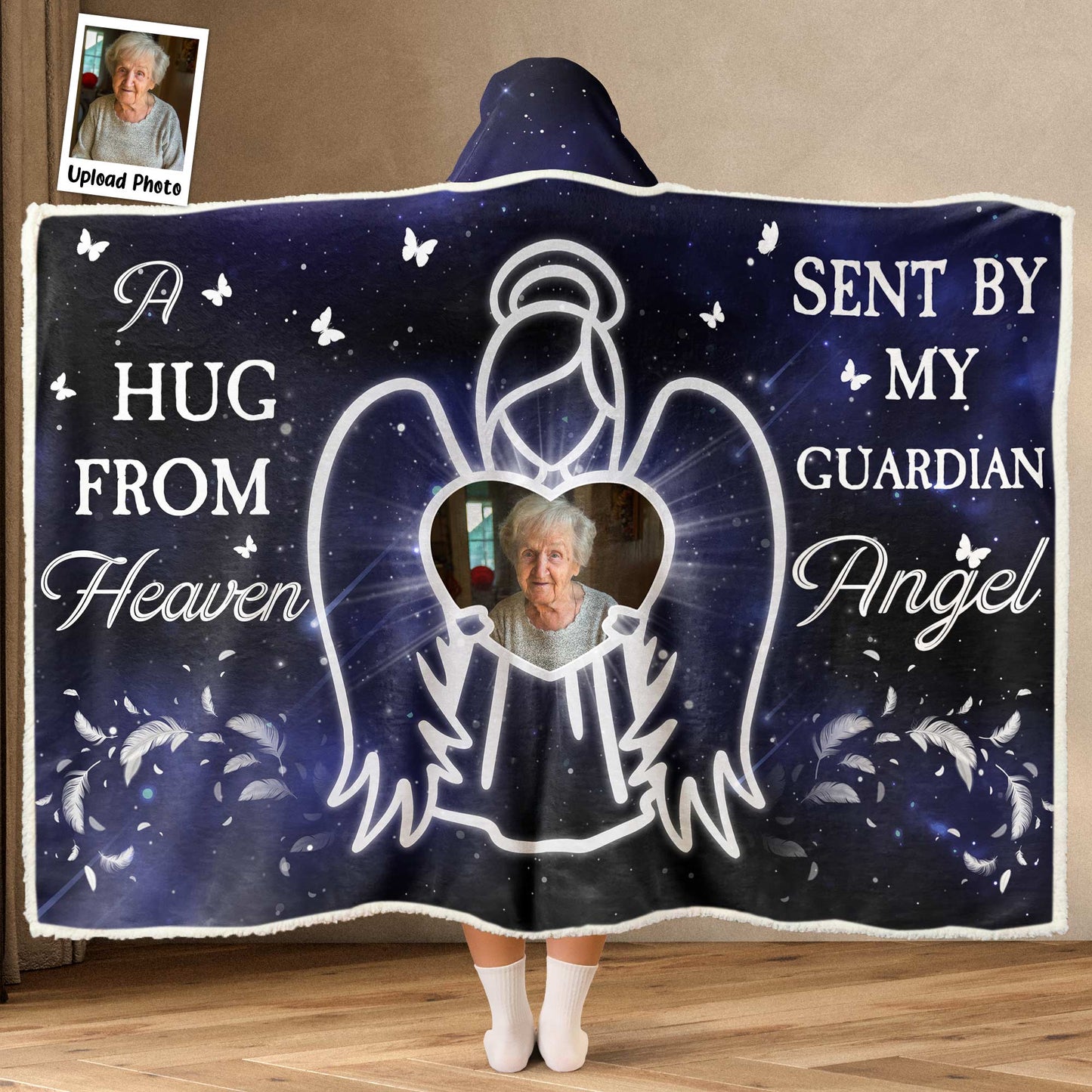 Sent By My Guardian Angel - Personalized Photo Wearable Blanket Hoodie