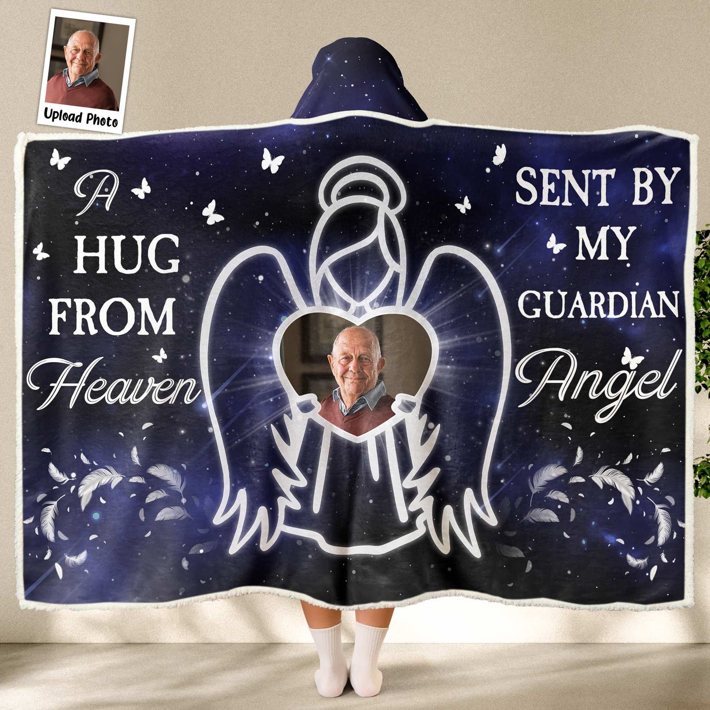 Sent By My Guardian Angel - Personalized Photo Wearable Blanket Hoodie