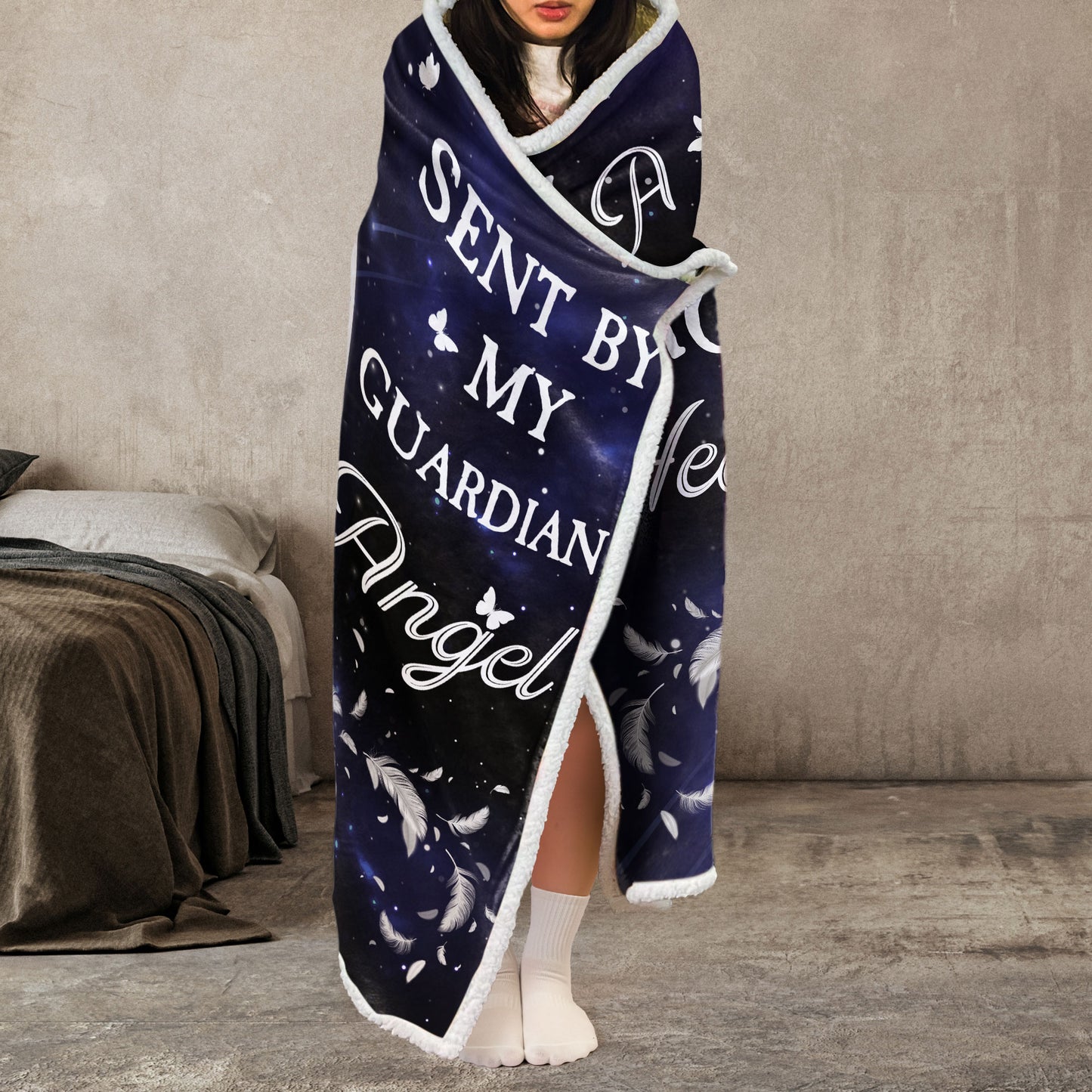 Sent By My Guardian Angel - Personalized Photo Wearable Blanket Hoodie