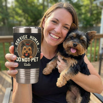 Service Human - Dog New Version - Personalized 20oz Leather Wrapped Tumbler