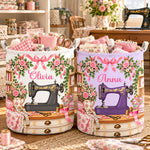 Sewing Basket, Craft Basket Custom Sewing Machine & Birth Flower Gift For Tailor, Sewing Grandma, Sewing Lovers - Personalized Basket