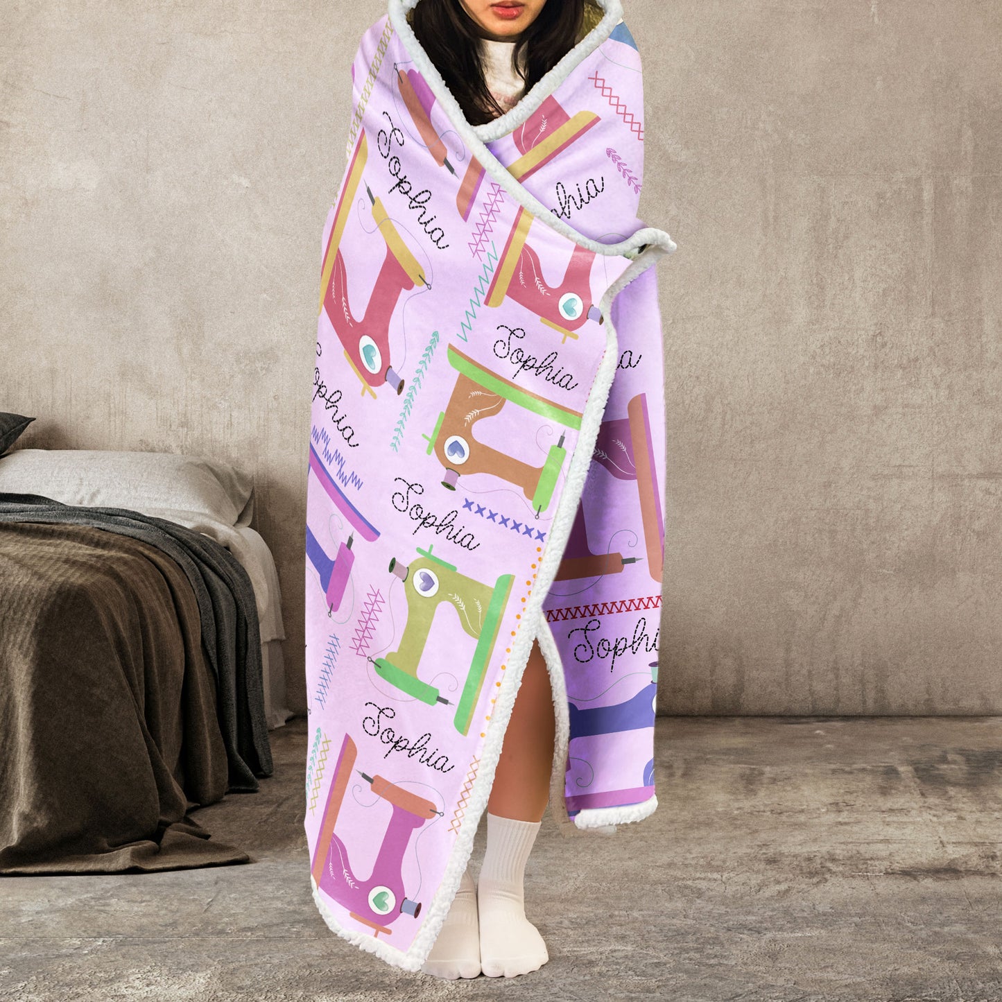 Sewing Lover, Custom Name - Personalized Wearable Blanket Hoodie