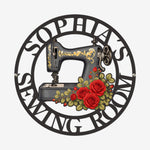 Sewing Room, Sewing Machine With Birth Flower - Personalized Metal Sign