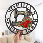 Sewing Room, Sewing Machine With Birth Flower - Personalized Metal Sign