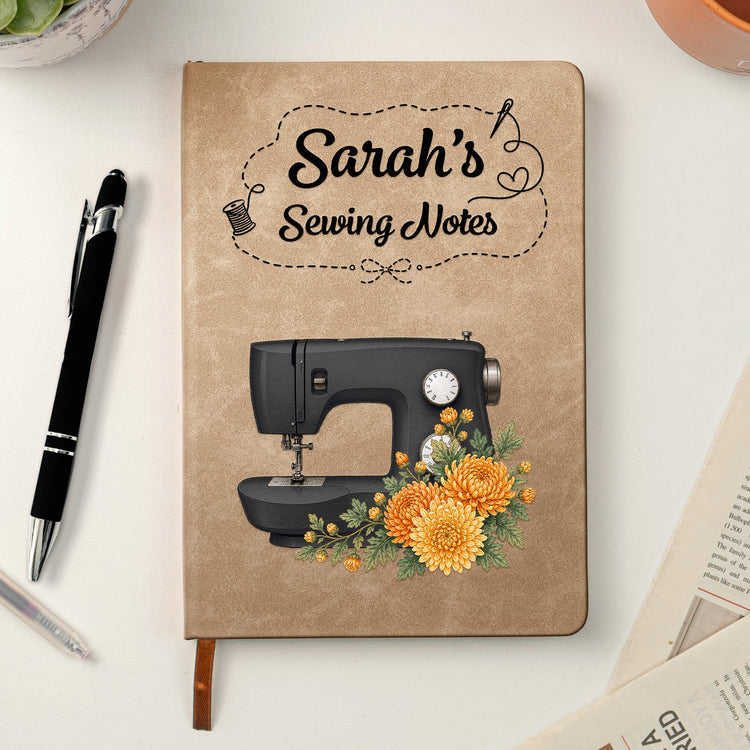 Sewing-Journal-Custom-Sewing-Machine,-Birth-Flower,-Name-Personalized-Journal-3
