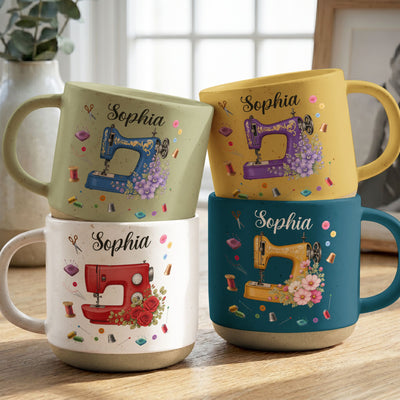 Sewing Machine With Birth Flower, Name For Sewing Lover, Tailors - Personalized Mug